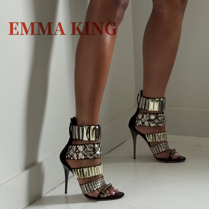 Summer Clothing Elegant - أسود مزين الكاحل حزام الصنادل الصيف