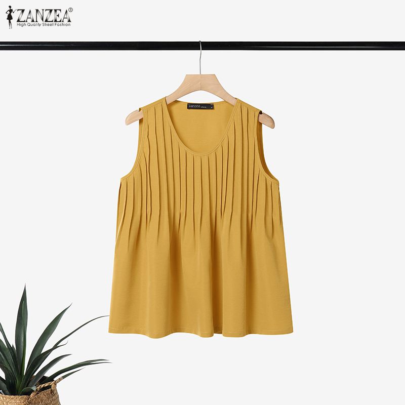 Summer Clothing Plus - بلوزة نسائية صيفية فضفاضة بدون أكمام