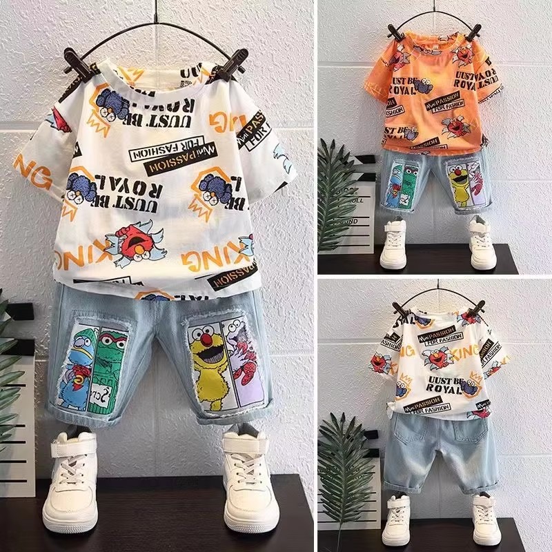 Summer Clothing Drawing For Kids - قميص قطني بأكمام قصيرة مع طباعة