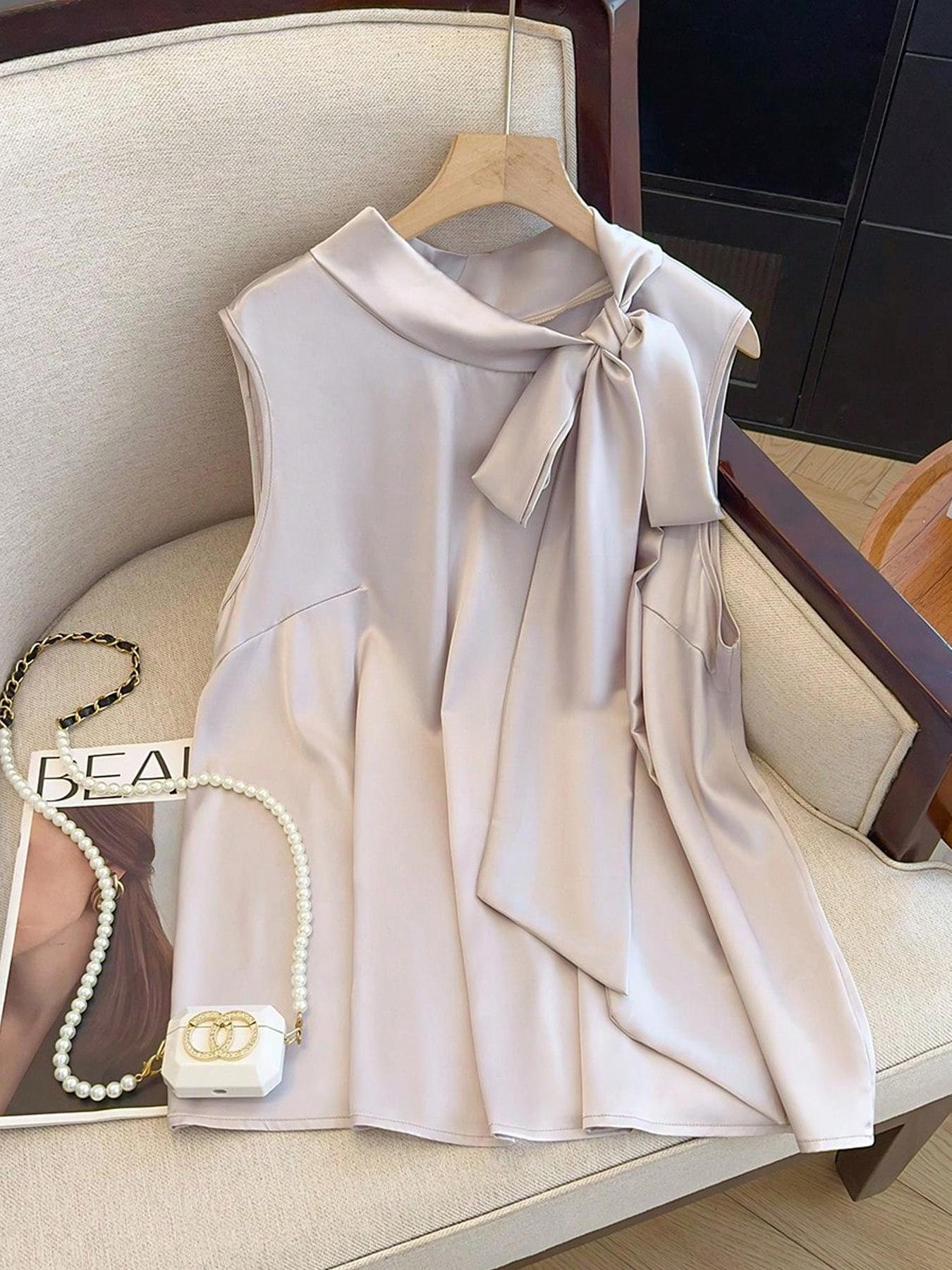 Summer Clothing Plus - 【مقاس كبير】 بلوزة بلون واحد مع