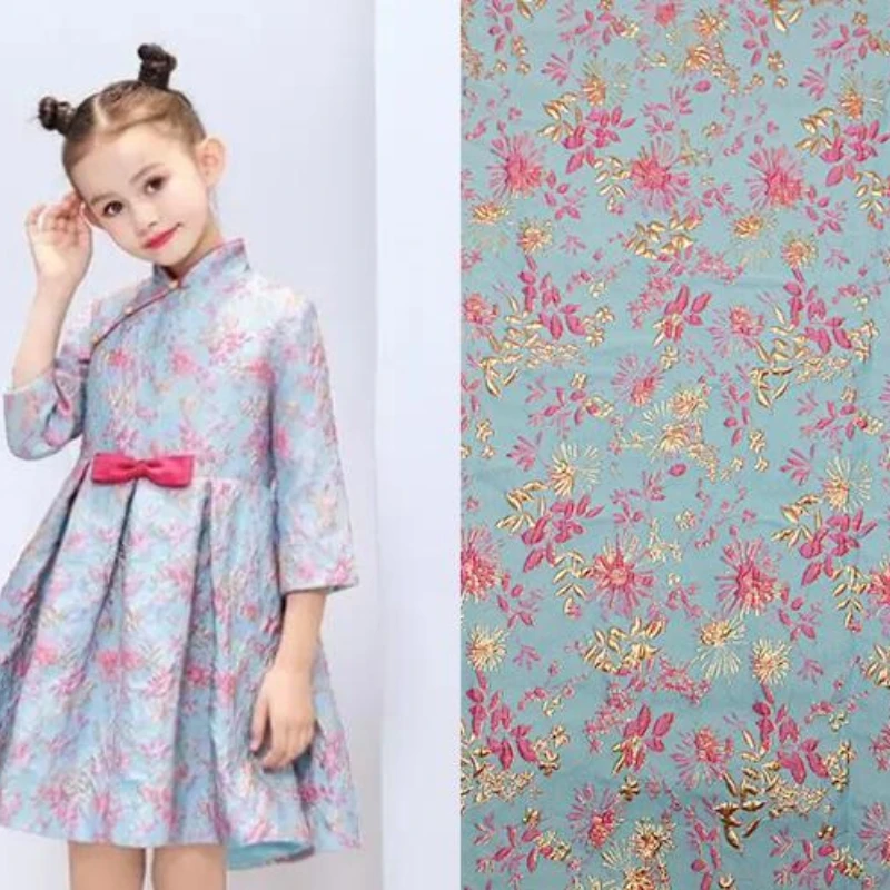 Summer Clothing Material - البرنز الجاكار الديباج البوليستر النسيج الربيع