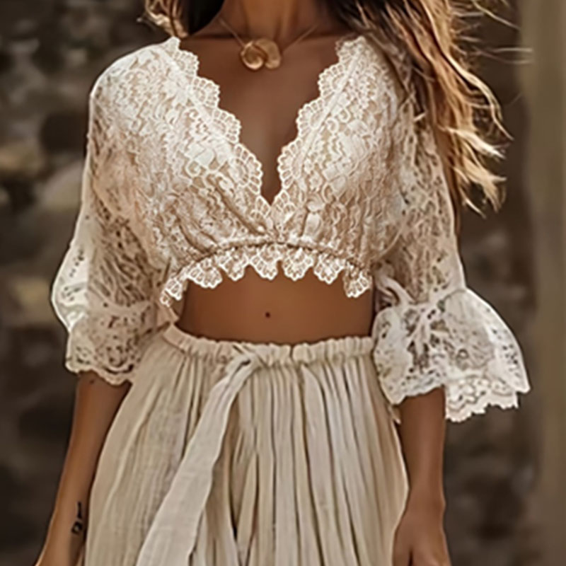 طقم نسائي بوهيمي من قطعتين من  - مراجعة Summer Vacation Clothing Women وسعره