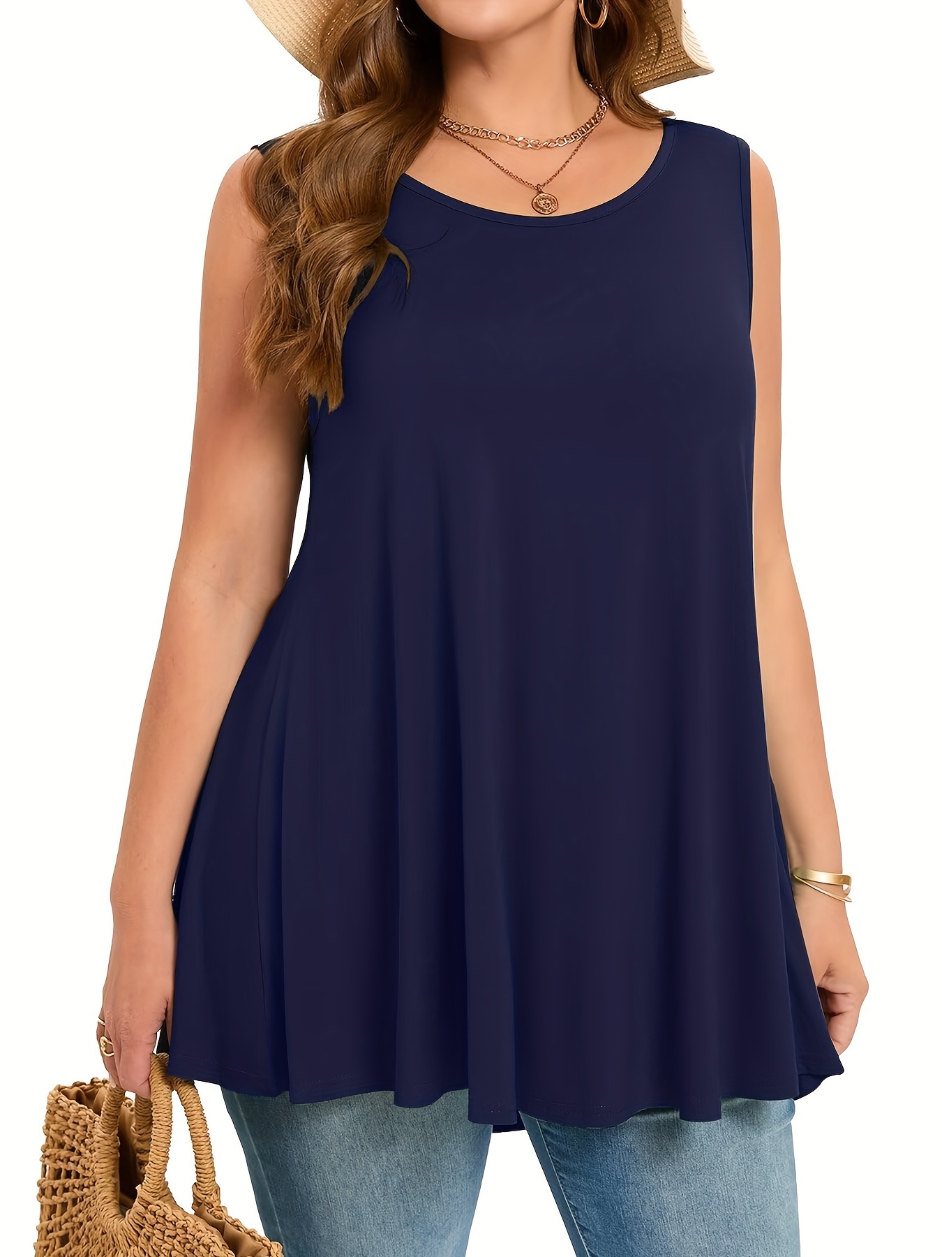 حجم كبير بسيط الصلبة تانك الأع - مراجعة Summer Clothing Plus وسعره