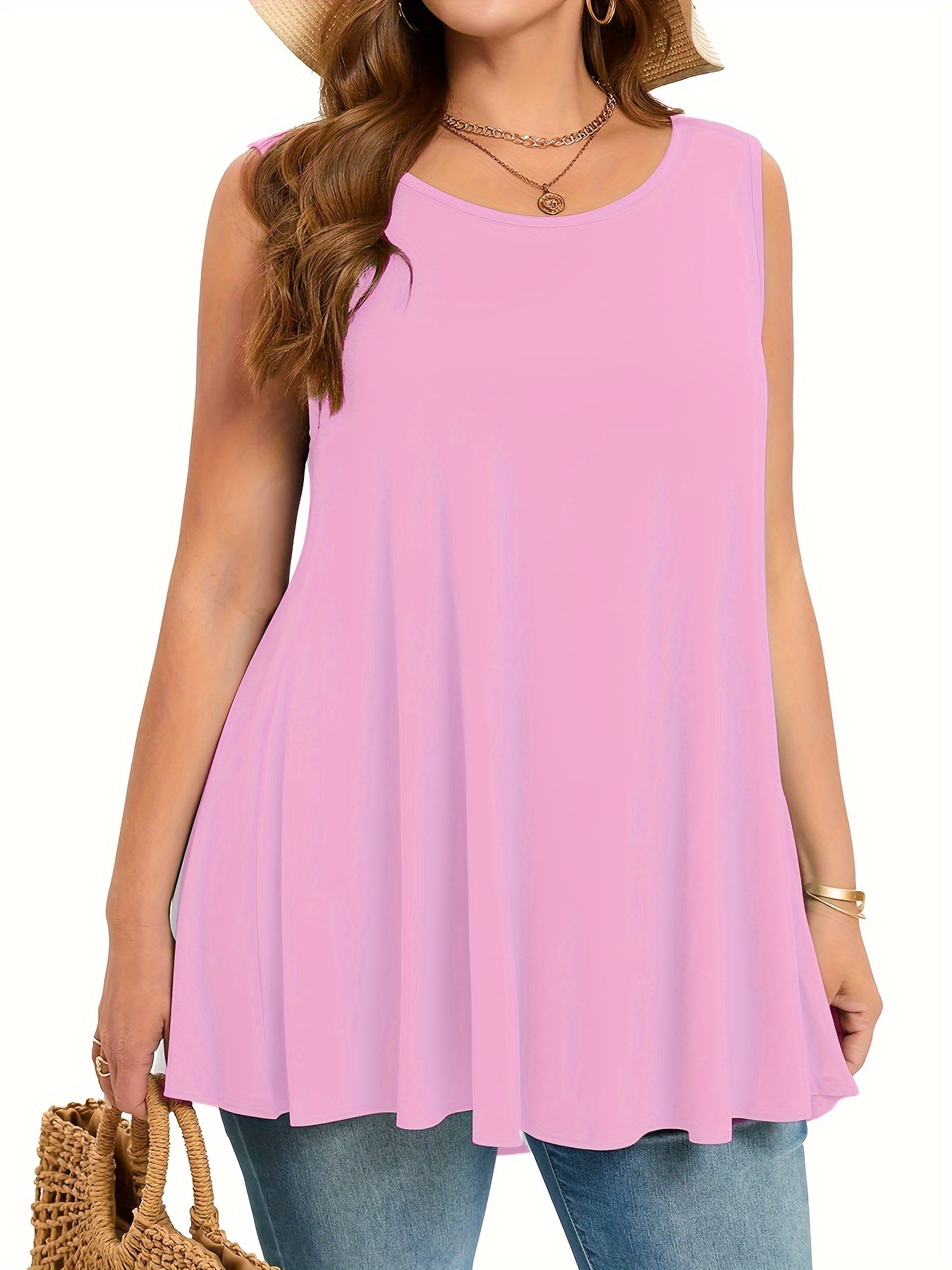 حجم كبير بسيط الصلبة تانك الأع - مراجعة Summer Clothing Plus وسعره