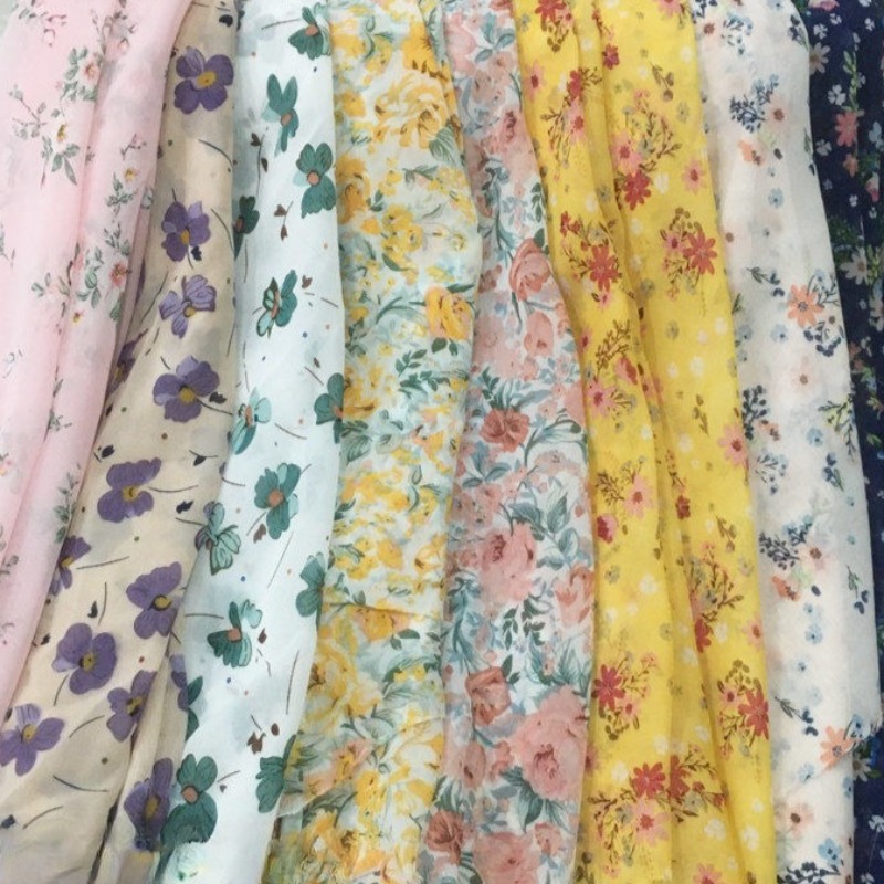 قماش شيفون مطبوع عليه زهور 2/3 - مراجعة Summer Clothing Material وسعره