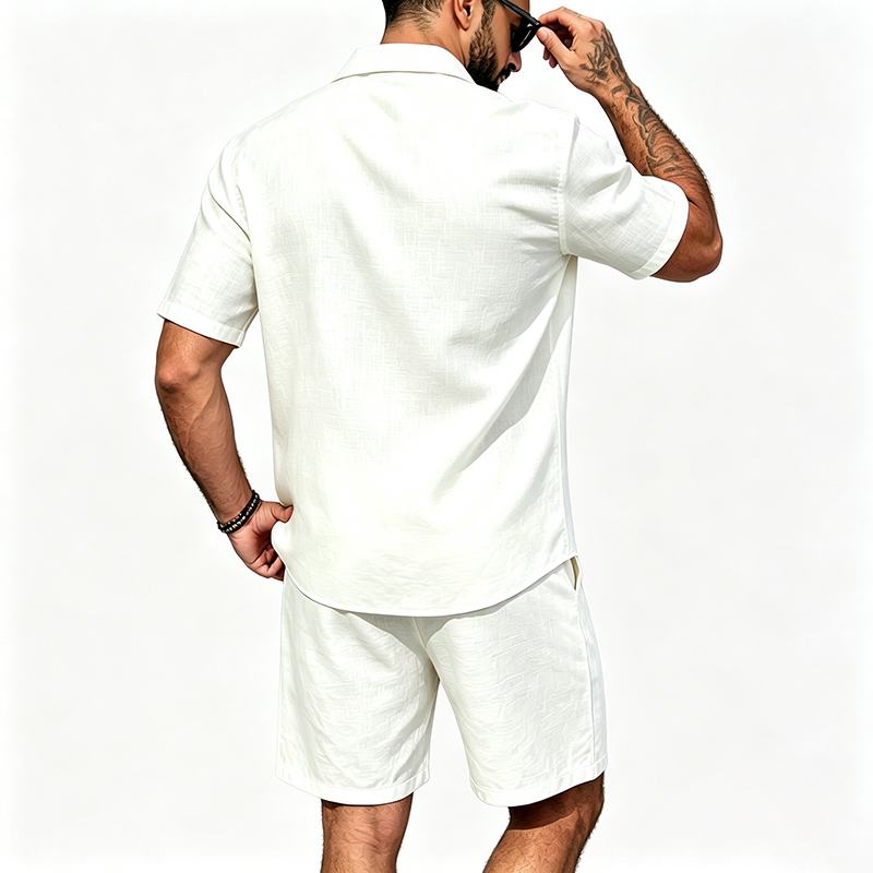 طقم رجالي من قطعتين من الكتان، - مراجعة Summer Clothing Sets وسعره