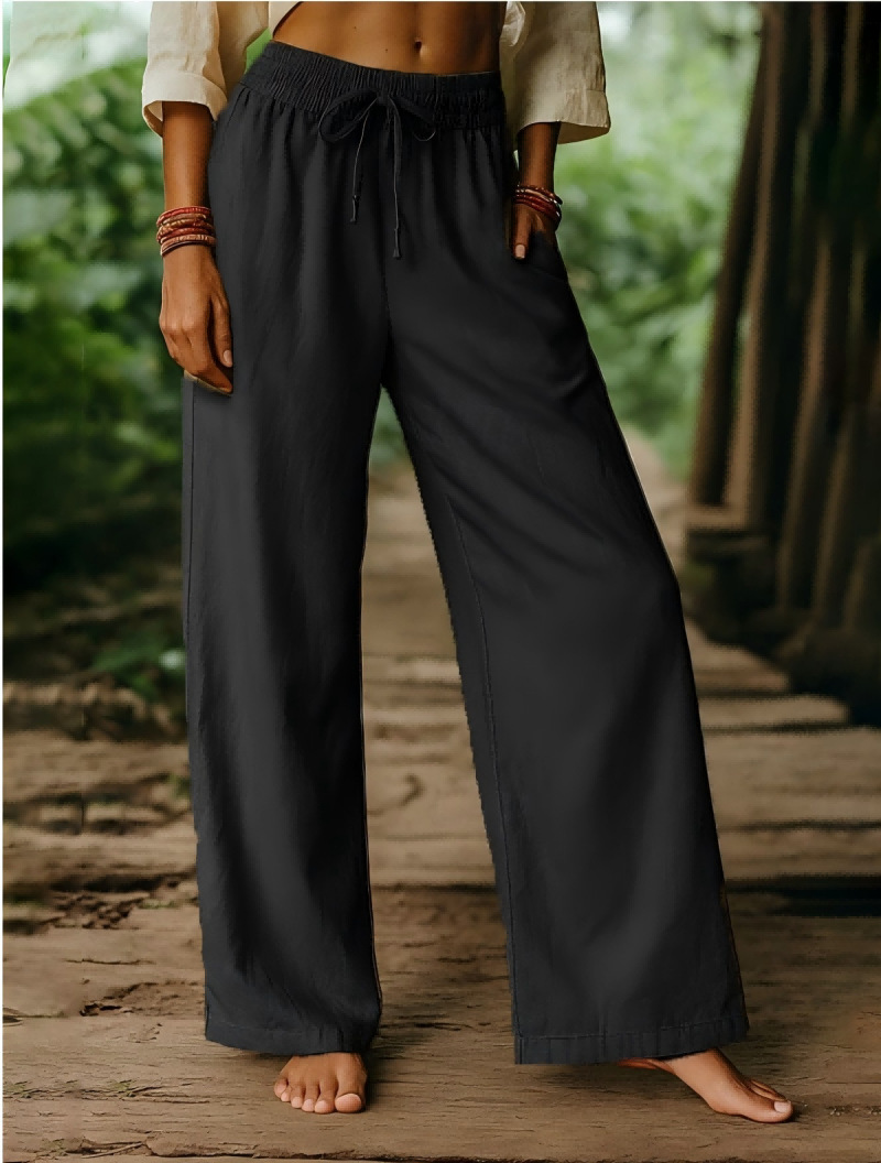 سراويل نسائية من الكتان بخصر م - مراجعة Palazzo Pant Wide وسعره