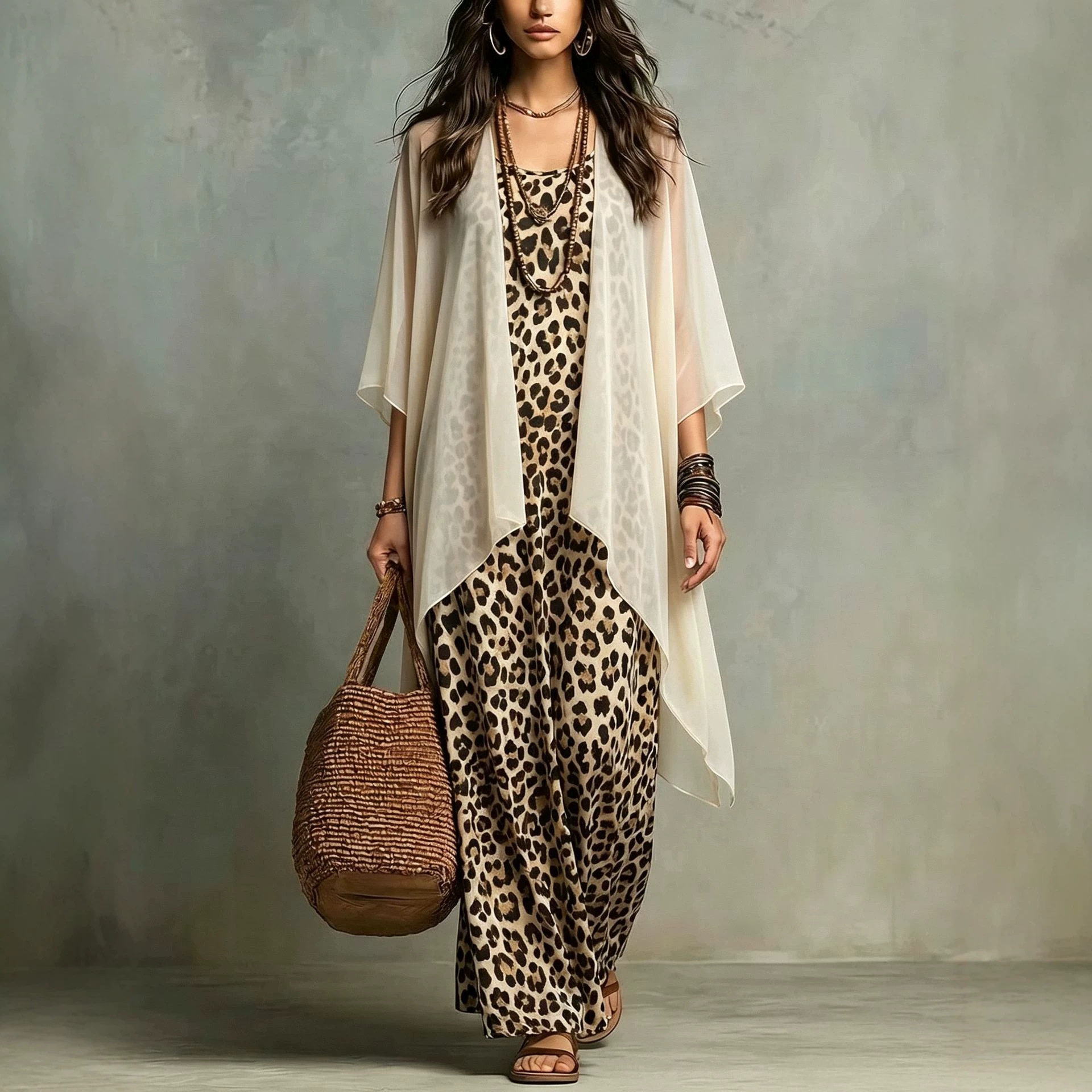 فستان شيفون بطبعة الفهد مع حما - مراجعة Summer Vacation Clothing Women وسعره