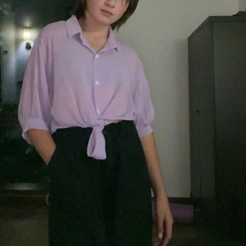 ملابس بيضاء مجوفة فضفاضة غير ر - مراجعة Tie Front Shirt وسعره