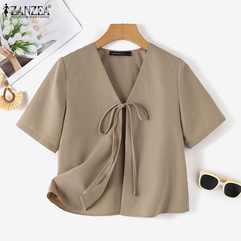 ZANZEA كارديجان نسائي عصري برب - مراجعة Tie Front Shirt وسعره