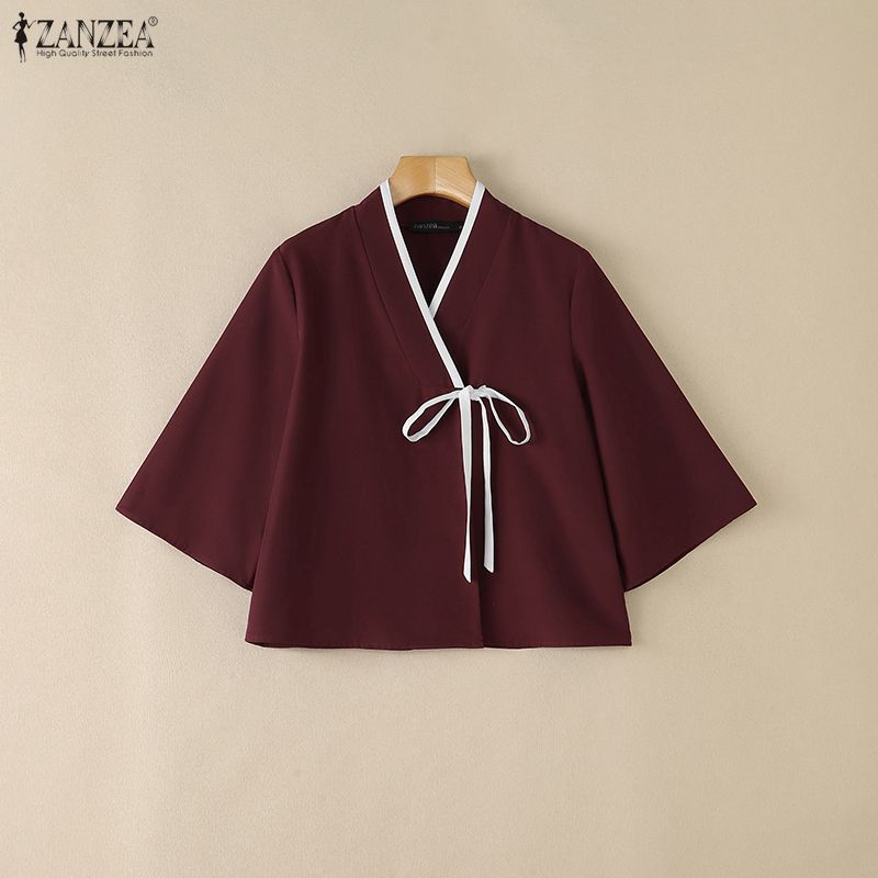 بلوزة نسائية من ZANZEA بأسلوب  - مراجعة Tie Front Shirt وسعره