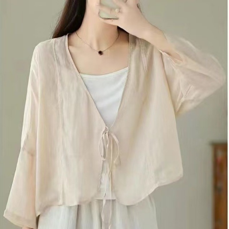 كارديجان نسائي عتيق الطراز رقي - مراجعة Tie Front Shirt وسعره