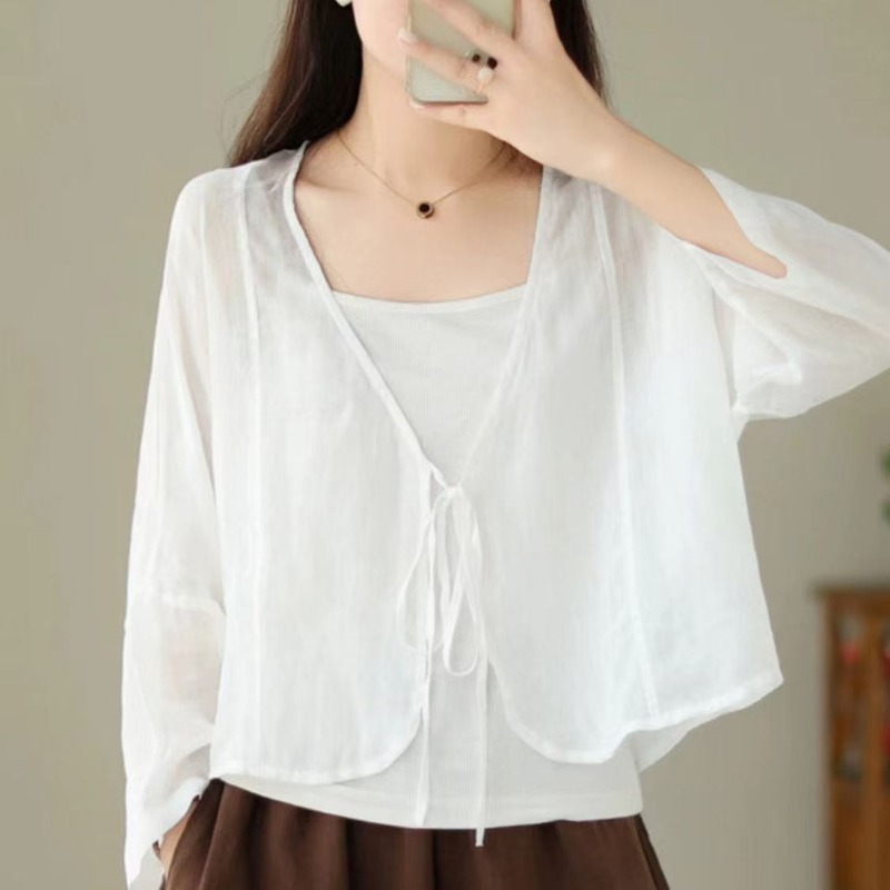 كارديجان نسائي عتيق الطراز رقي - مراجعة Tie Front Shirt وسعره