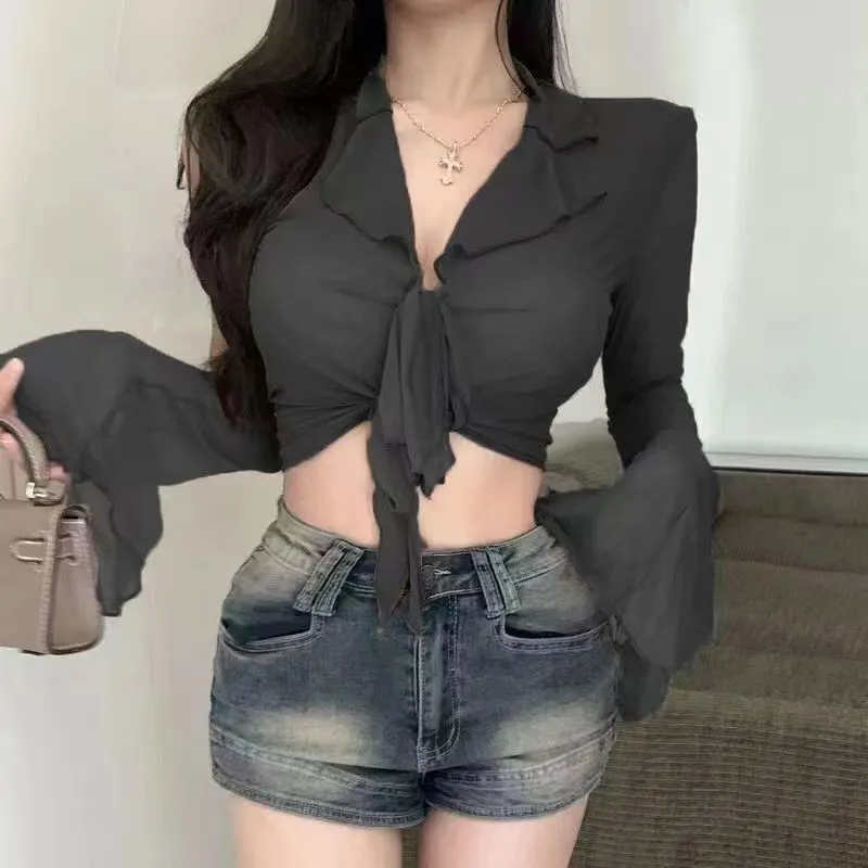 قميص نسائي مثير من الشبك الشفا - مراجعة Tie Front Shirt وسعره